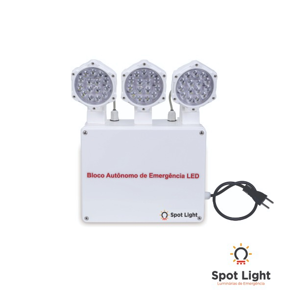 LE3F Luminária de Emergência 3 Faróis LED - Autônoma